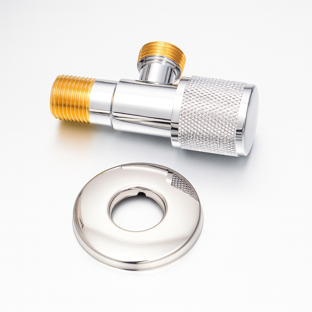 محبس زاوية وكره دائري فضي إيطالي