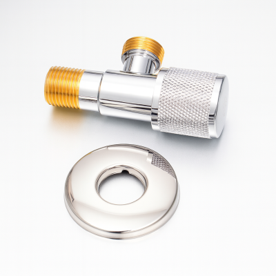 محبس زاوية وكره دائري فضي إيطالي