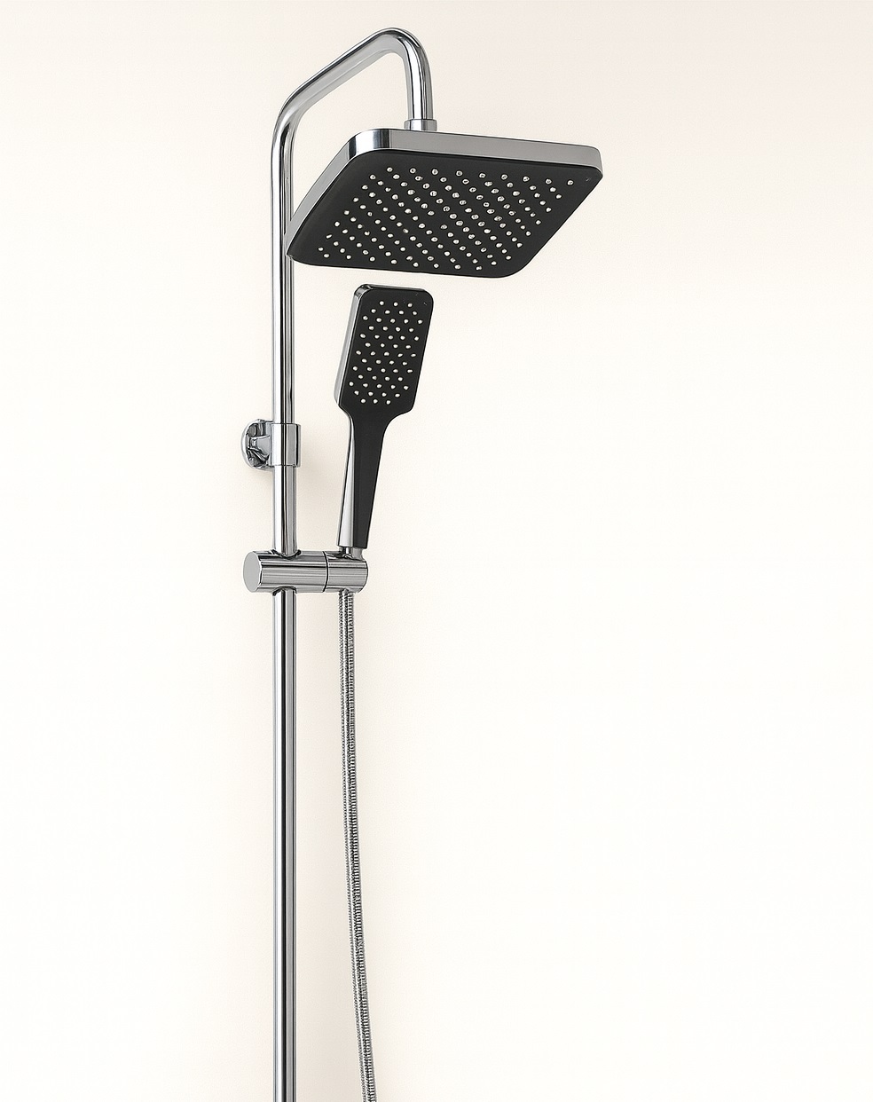 مسطرة دش مطري كروم مربع كامل بدون خلاط رئيسي